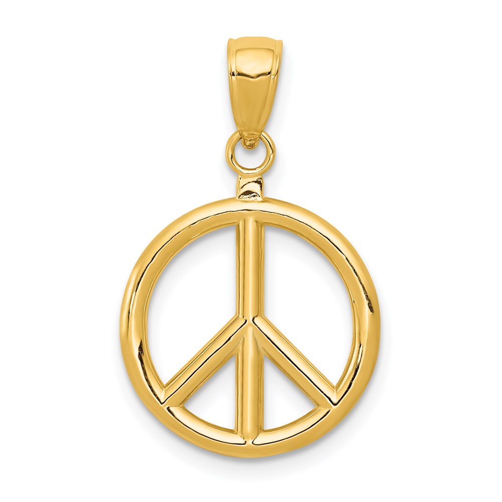 14k 3-D Polished Peace Sign Charm, 25 x 20 mm