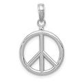14k White Gold 3-D Polished Peace Sign Charm, 25 x 20 mm