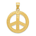 14k Solid Polished Peace Sign Pendant, 40 x 25 mm