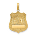 14k Large POLICE Badge with Engravable Area Pendant, 27.5 x 17 mm