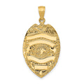 14k Large Badge with Engravable Area Pendant, 34 x 19 mm