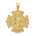 14k Large FD St. Florian Badge Pendant, 32 x 24.3 mm