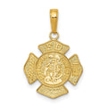 14k Polished Small Solid St. Florian F.D. Badge Pendant, 23.7 x 15.5 mm