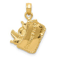 14k Satin 3-D Cosmetic Pouch Pendant, 15 x 15 mm