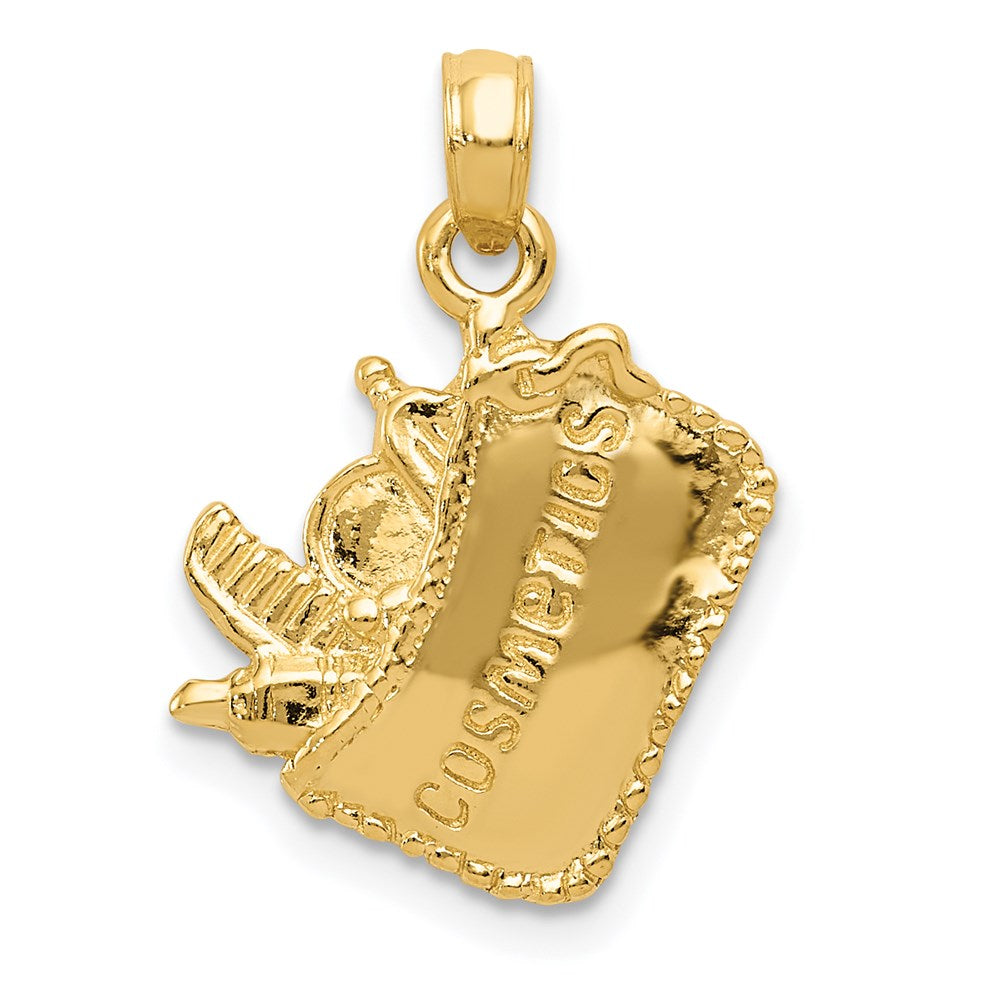 14k Satin 3-D Cosmetic Pouch Pendant, 15 x 15 mm