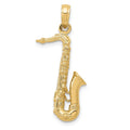 14K Solid Polished 3-D Saxophone Charm, 31.15 x 8.75 mm