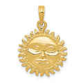 14k 3-D Solid Polished Reversible Sun Pendant, 24 x 17 mm