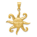 14k Satin and Polished Sun Pendant, 36 x 27 mm