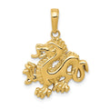 14k Solid Polished Dragon Pendant, 23 x 18.5 mm
