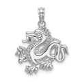 14K White Gold Small Dragon Charm, 20 x 18.85 mm