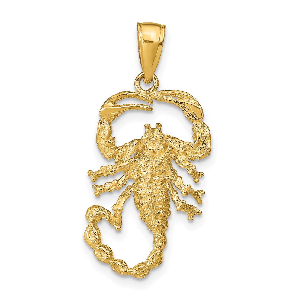 14k Solid Polished Open-Backed Scorpion Pendant, 30 x 14 mm