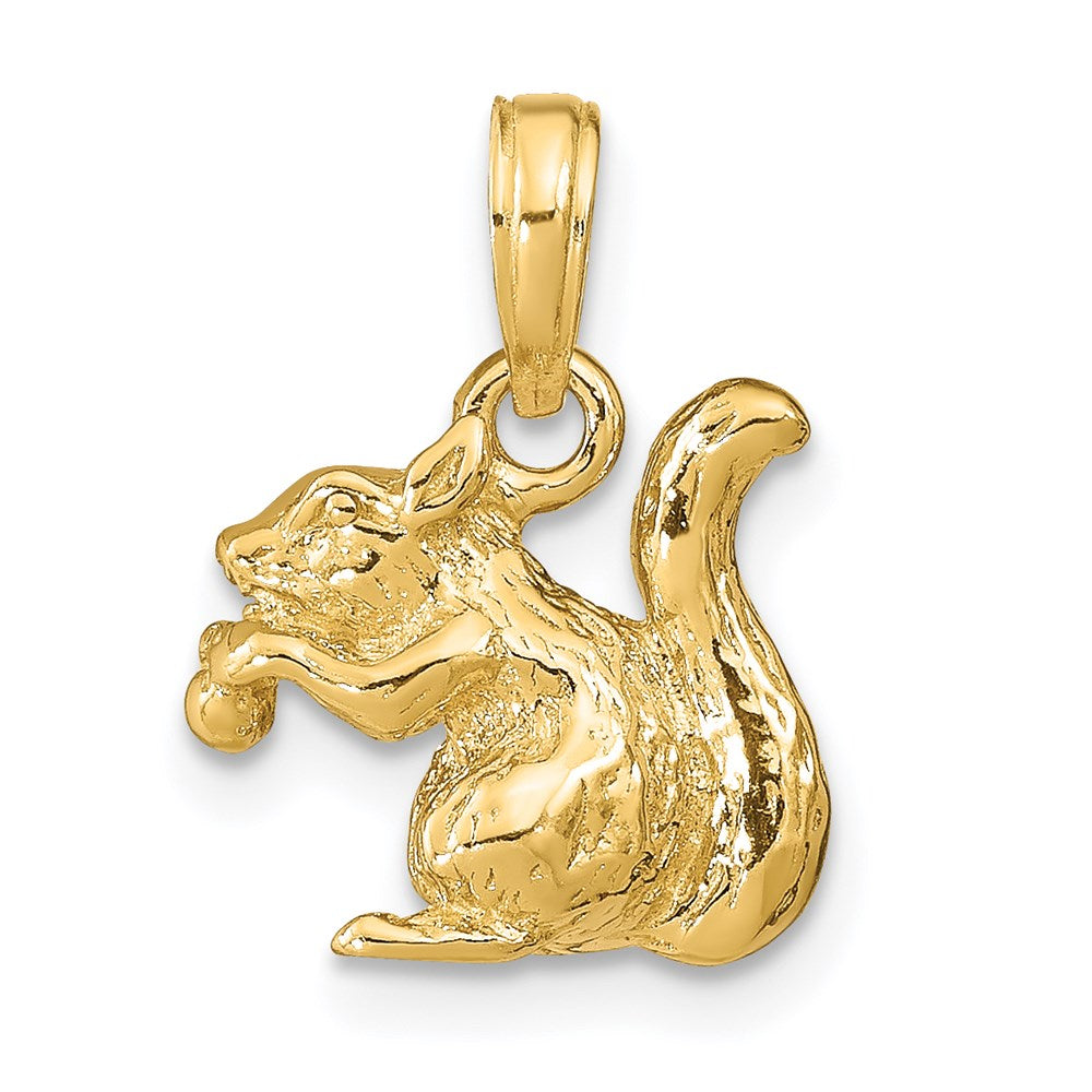 14k Solid 3-D Squirrel with Nut Charm, 16 x 12 mm