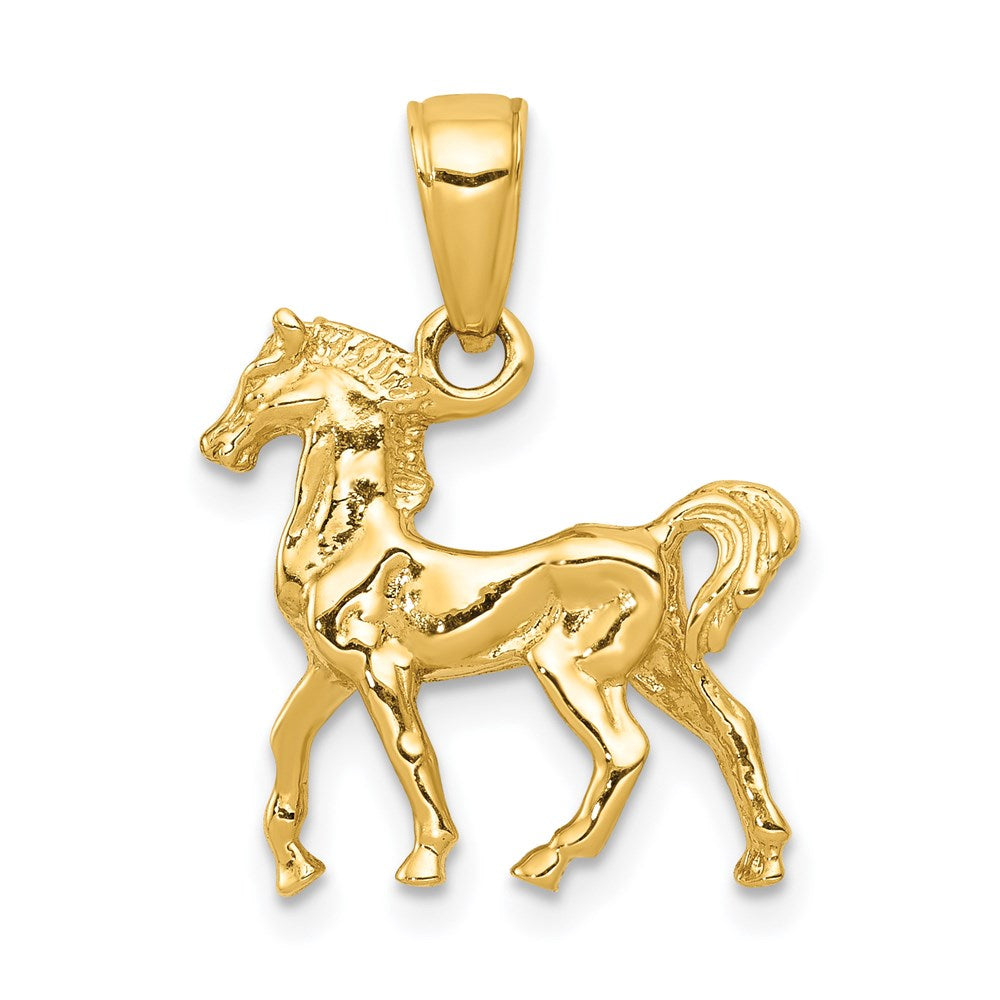 14k Solid Polished 3-D Horse Charm, 19 x 16 mm
