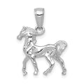 14k White Gold Solid Polished 3-D Horse Charm, 19 x 16 mm