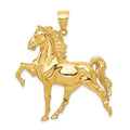 14k Large Solid Polished Open-Backed Horse Pendant, 41 x 40.5 mm