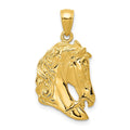 14k Solid Polished Open-Backed Horse Head Pendant, 27 x 15 mm