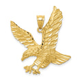 14k Satin Diamond-cut Eagle Pendant, 28 x 25 mm