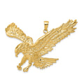 14k Solid Polished Eagle Landing Pendant, 39 x 49 mm