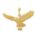 14k Solid Polished Eagle Pendant, 30 x 41 mm