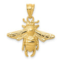 14k Solid Open-Backed Bee Pendant, 24 x 21 mm