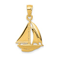 14k Polished Open-Backed Sailboat Pendant, 24 x 16 mm