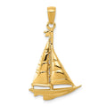 14k Polished Sailboat Pendant, 33 x 20 mm