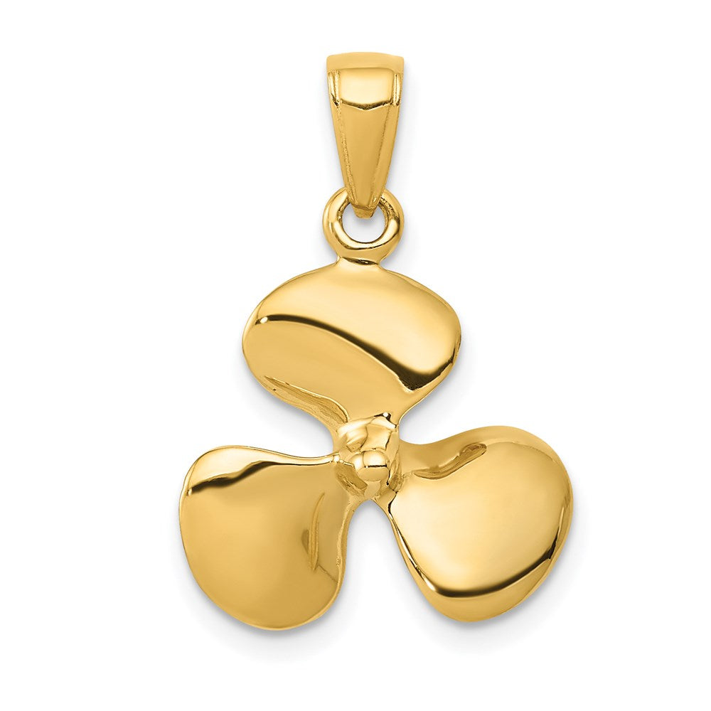 14K Polished 3-D Propeller Pendant, 22 x 16 mm