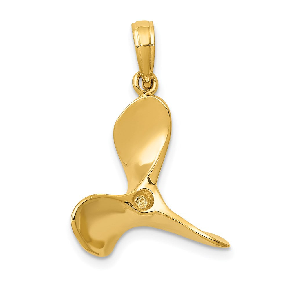 14K Polished 3-D Propeller Pendant, 24 x 17 mm