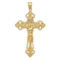 14k INRI Fleur De Lis Crucifix Pendant, 66 x 36 mm