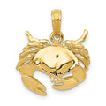14k Polished Open-Backed Crab Pendant, 20 x 16 mm