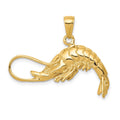 14K Polished 3-D Shrimp Pendant, 19 x 30 mm