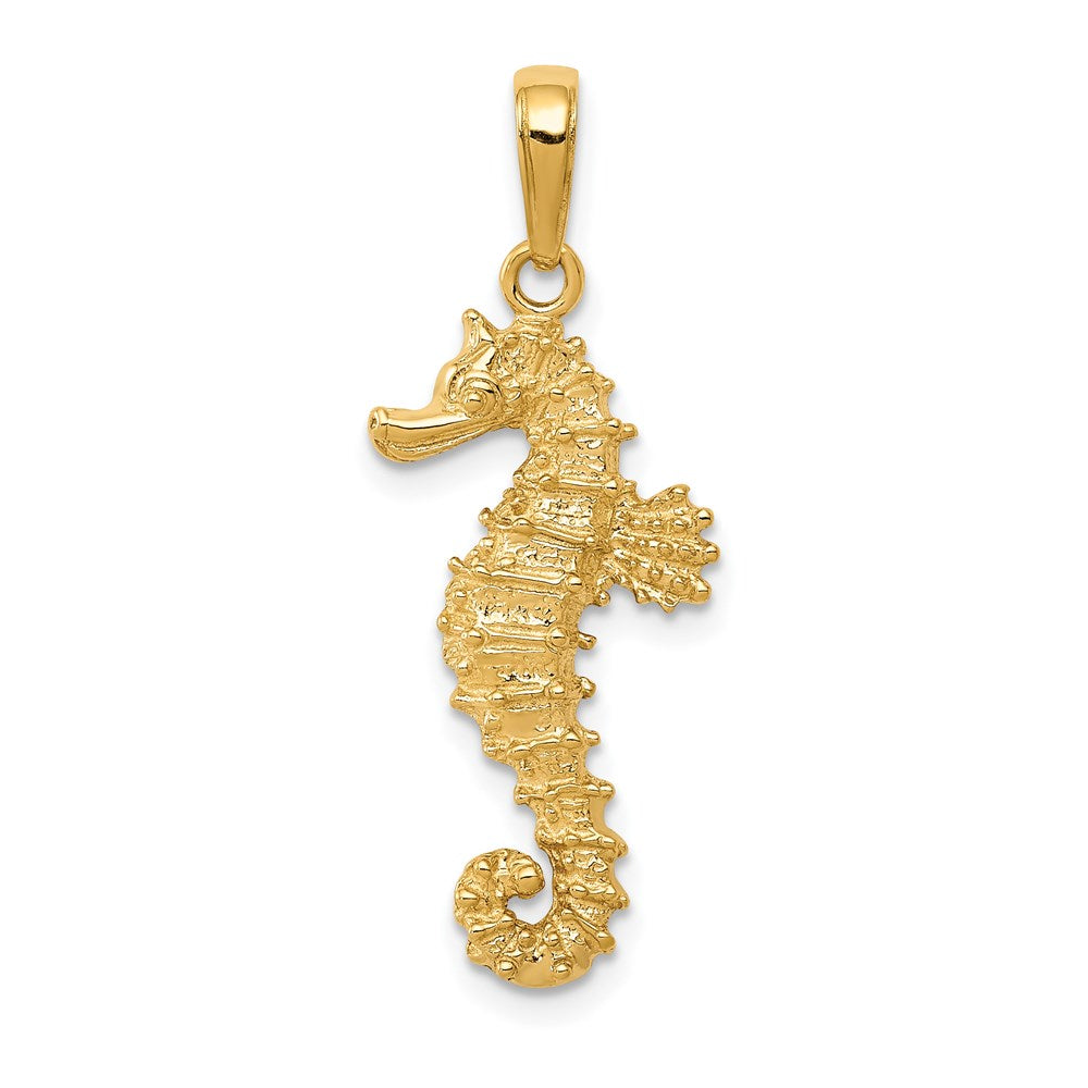 14k Polished Open-Backed Seahorse Pendant, 31 x 12 mm