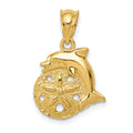 14k Dolphin and Sanddollar Charm, 20 x 14 mm