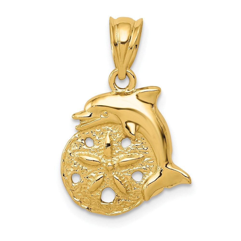 14k Dolphin and Sanddollar Charm, 20 x 14 mm