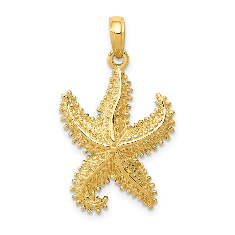14k Polished Open-Backed Starfish Pendant, 27 x 17 mm