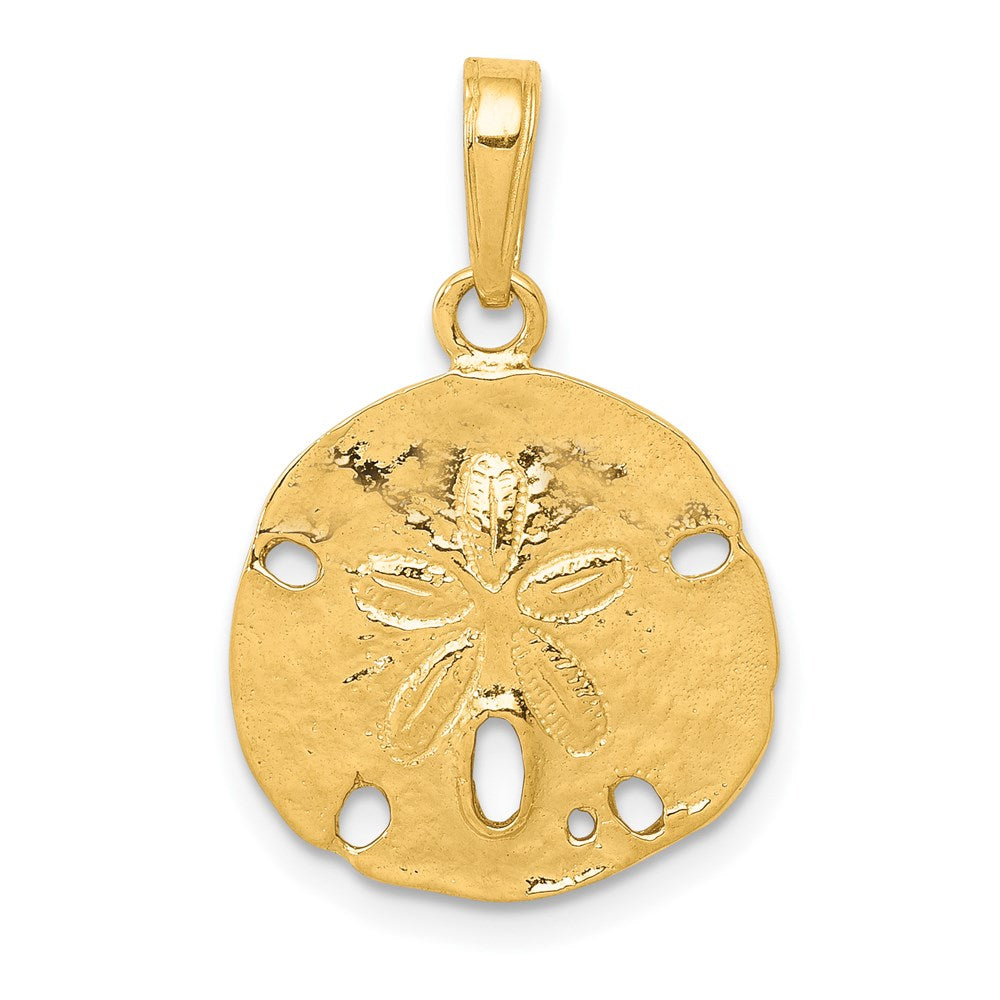 14k Polished Sand Dollar Pendant, 21 x 15.4 mm