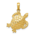 14k Solid Polished Open-Backed Turtle Pendant, 25 x 18 mm