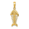 14K Polished 3-D Fish Bone Pendant, 23 x 10 mm