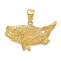 14k Polished Open-Backed Bass Fish Pendant, 22 x 27 mm