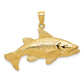 14k Polished Open-Backed Snook Redfish Pendant, 26 x 36 mm