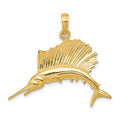 14k Polished Sailfish Pendant, 29 x 30 mm