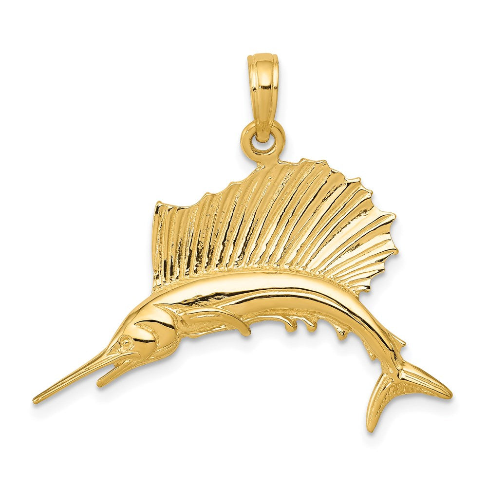 14k Polished Sailfish Pendant, 29 x 30 mm