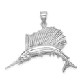 14K White Gold Polished Sailfish Charm, 27.8 x 41 mm