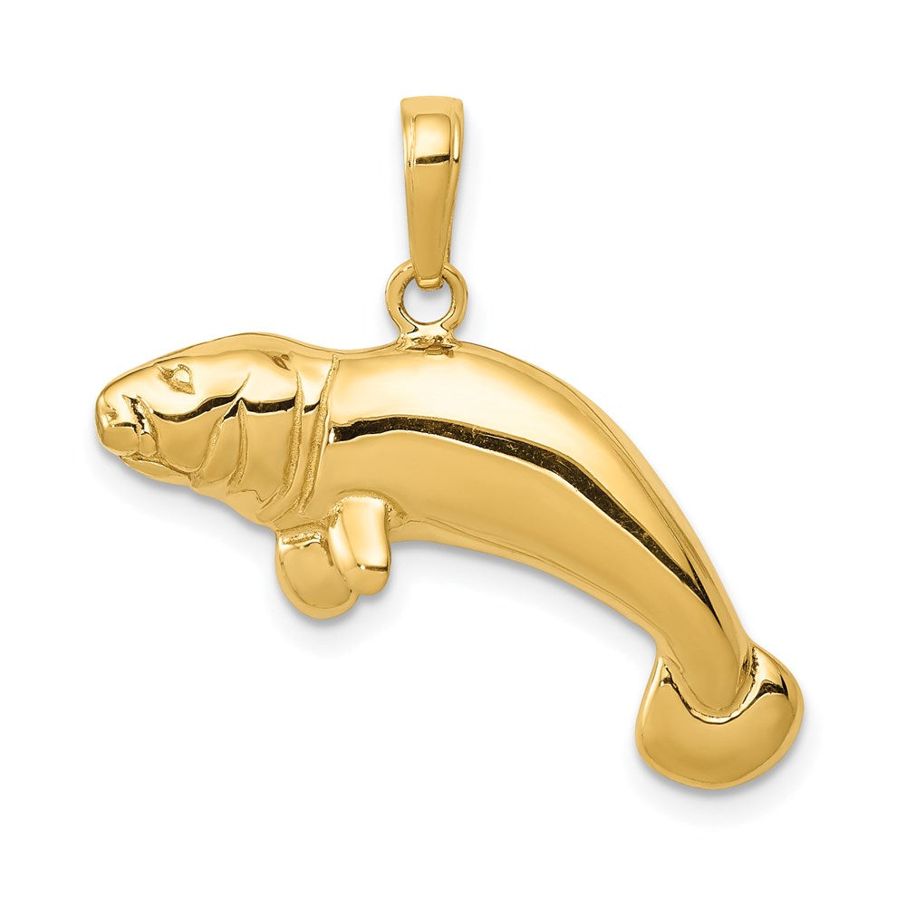 14k Solid Polished Manatee Pendant, 20 x 26 mm