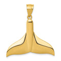 14k Solid Polished Large Whale Tail Pendant, 32 x 32 mm