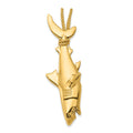 14K Hollow Polished 3-D Hanging Shark and Rope Pendant, 56 x 18 mm