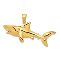 14K Large Polished 3-D Shark Pendant, 51 x 28 mm