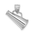 14K White Gold 3-D Megaphone Charm, 16 x 8.3 mm