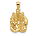 14k Solid Polished Open-Backed Boxing Gloves Pendant, 29 x 14 mm