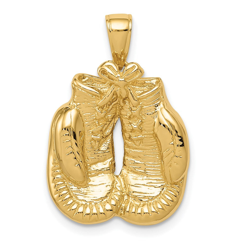 14k Solid Polished Open-Backed Boxing Gloves Pendant, 24 x 17 mm